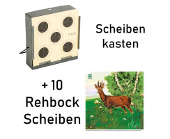 Scheibenkasten Kugelfangkasten 14x14cm inkl. 10x DJV-Scheibe Rehbock
