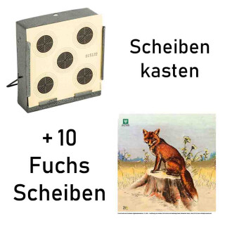 Scheibenkasten Kugelfangkasten 14x14cm inkl. 10x DJV-Scheibe Fuchs