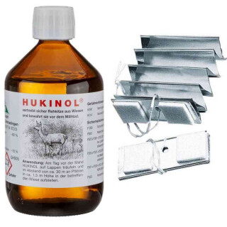 Wildvergrämungsmittel Hukinol 500ml inkl, 10 Alustreifen mit Duftdepot